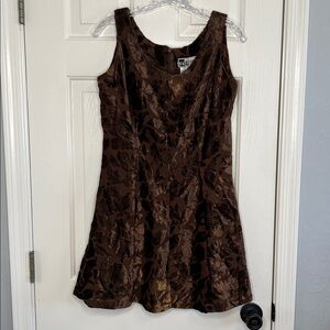 Vintage brown velvet floral burnout mini dress Together size med/lrg